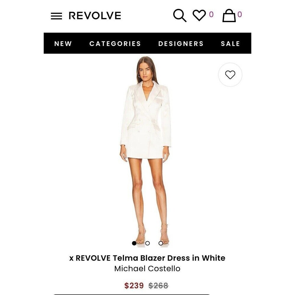 X REVOLVE Telma Blazer Dress in White Michael Costello  Small $268.00